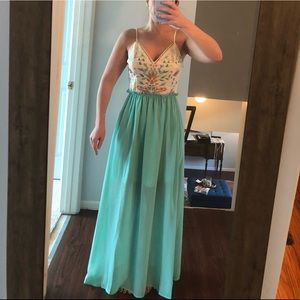 Cream and mint maxidress